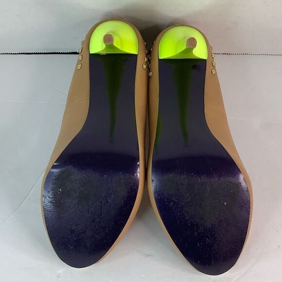 DMSX Donald J Pliner Latoya Tan/Green Neon Heels Peep Toe Stiletto Sz 8 - Picture 7 of 11